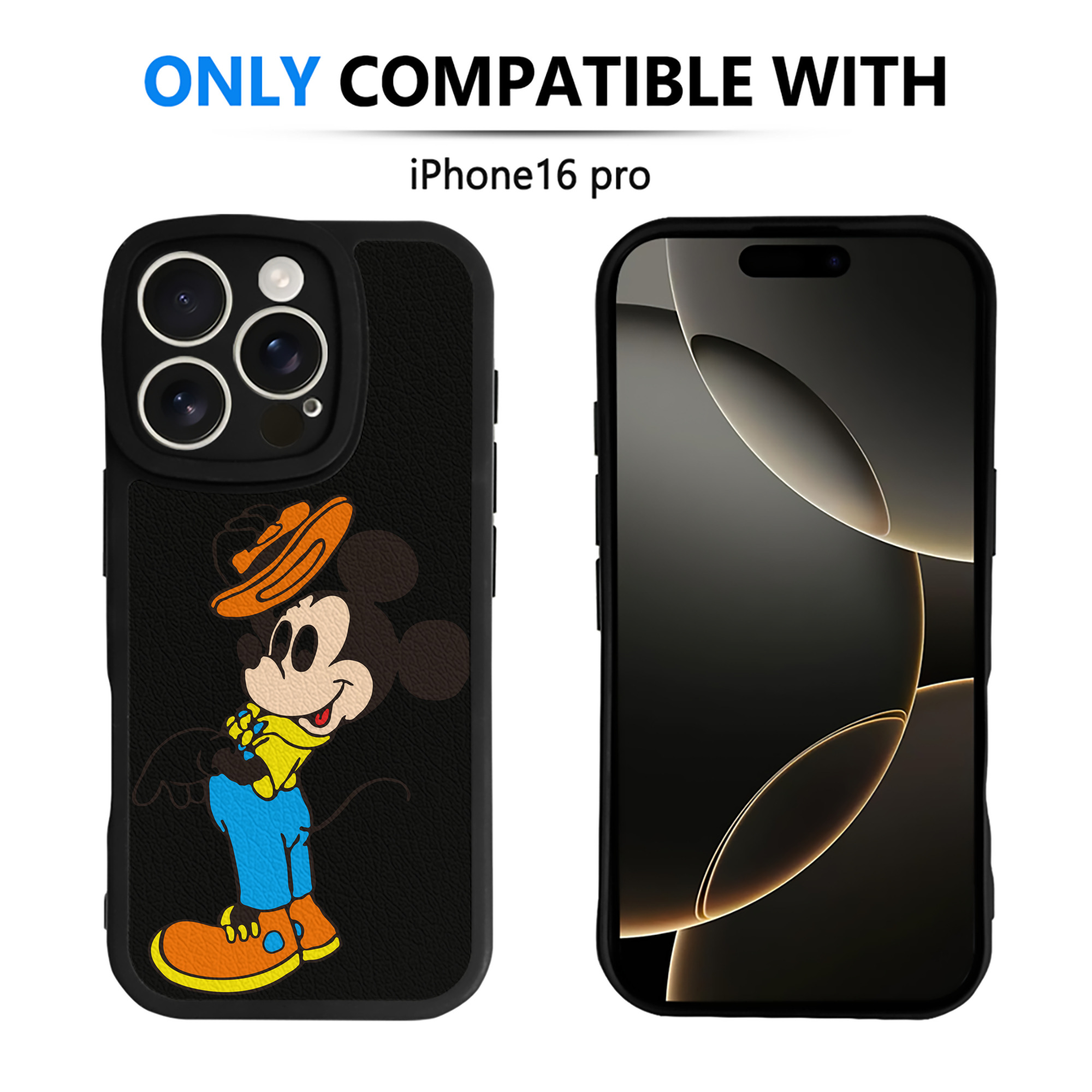 （画像用） ミッキーマウス Mickey Mouse 【iPhone 16シリーズ対応】シリコンスマホケース（レザー調） 材質：シリコン